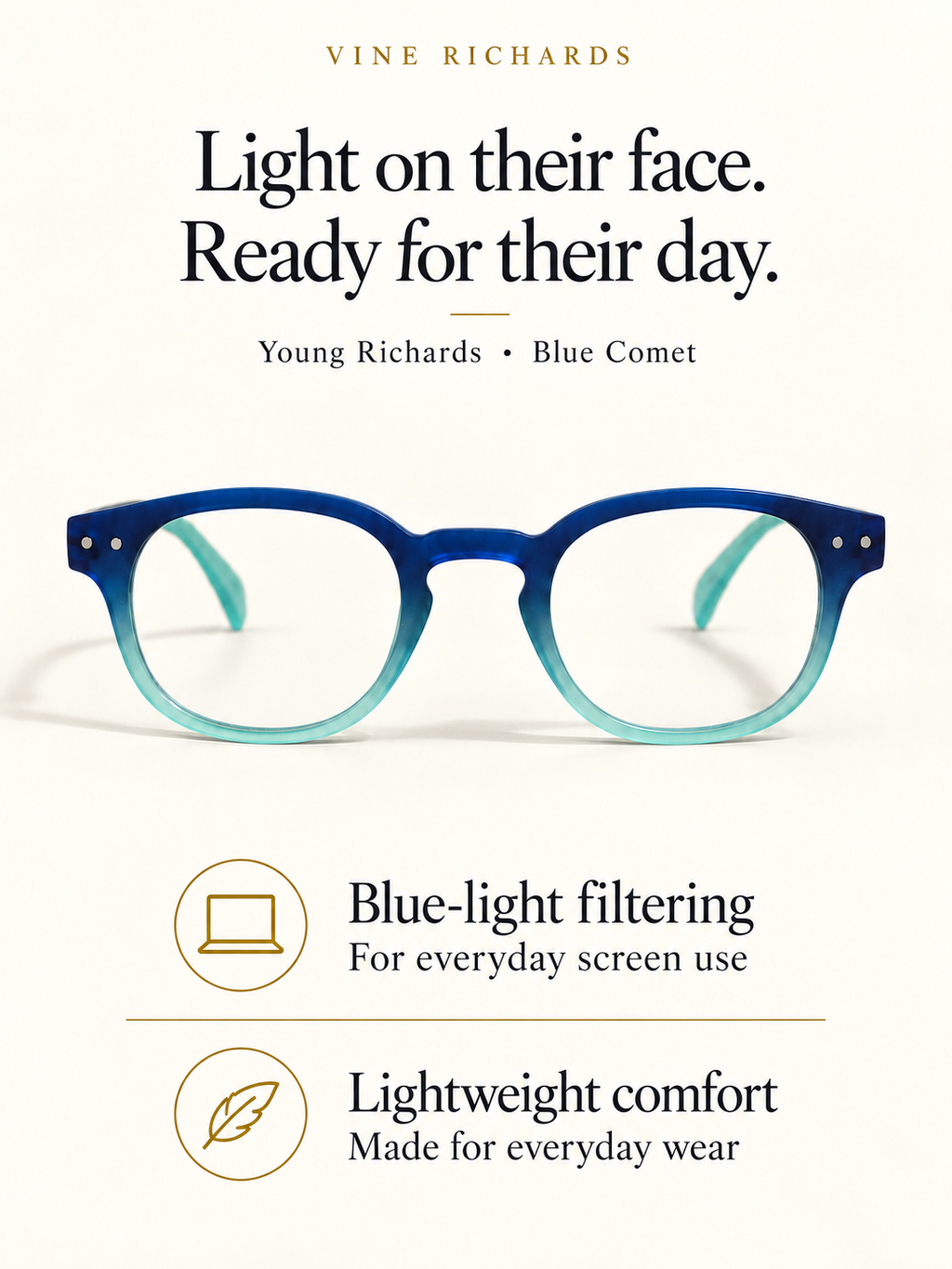 Young Richards | Blue Comet | Blue Block Glasses for Kids 7+